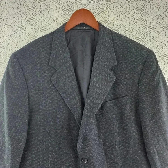 Canali Black Wool Cashmere Blend  Made In Italy Men's Blazer Size 52L - Picture 3 of 12